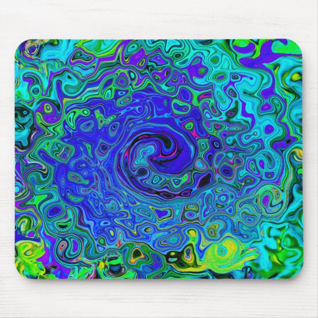 Mousepad Trippy Violet Blue Abstrato Retro Liquid Swirl (Frente)