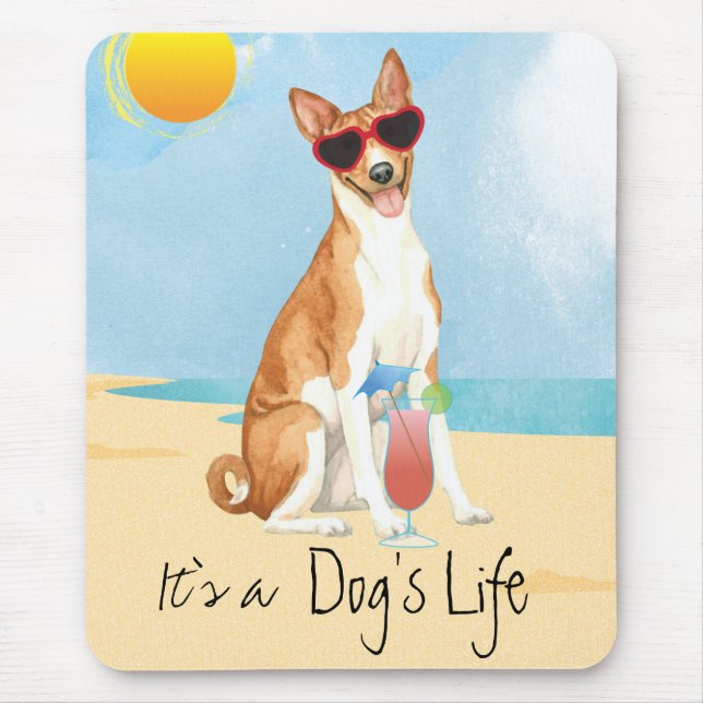 Mousepad Troço de Mouse Summer Basenji (Frente)