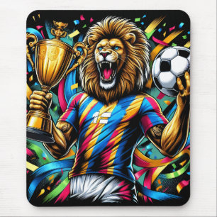 Mousepad Troféu de Campeão de Futebol de Leão Vitória no Fu