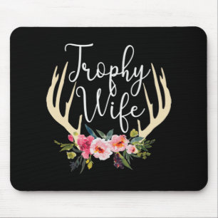 Mousepad Troféu Esposa Cute Deer Antlers Flores Esposa