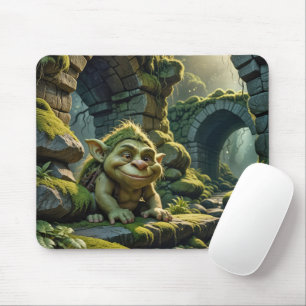 Mousepad Troll Verde Sob uma Ponte de Pedra