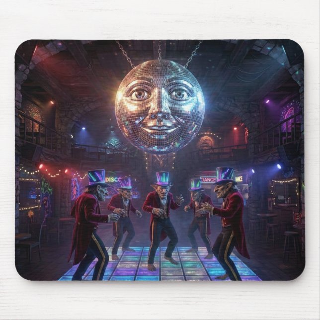 Mousepad Trolls dançam sob bola de discoteca com caracterís (Frente)