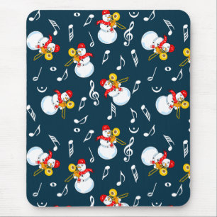 Mousepad Trombone Snowman Music Notes Padrão