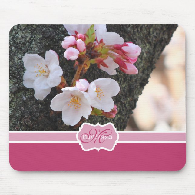 Mousepad Tronco de árvore de florescência de Sakura da flor (Frente)