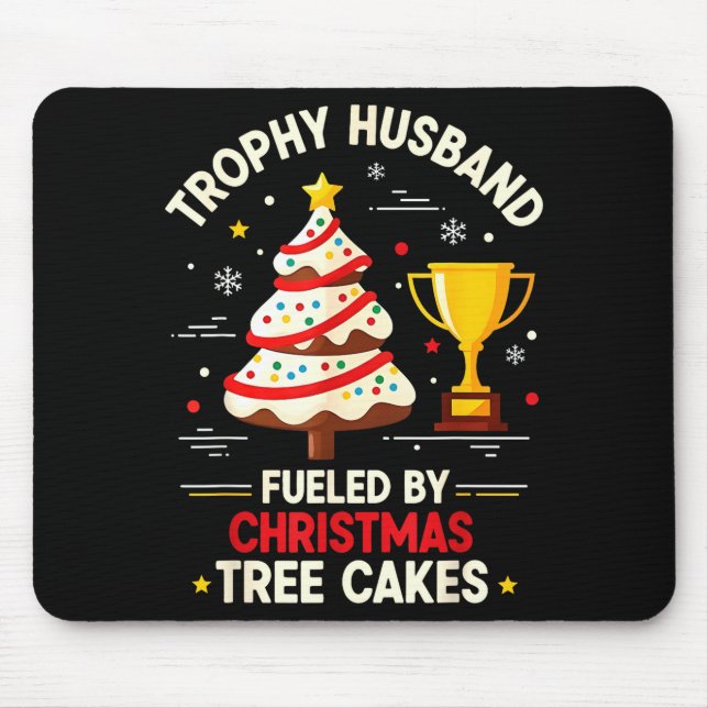 Mousepad Trophy Retro Husband Fueled By Christmas Tree Cake (Frente)