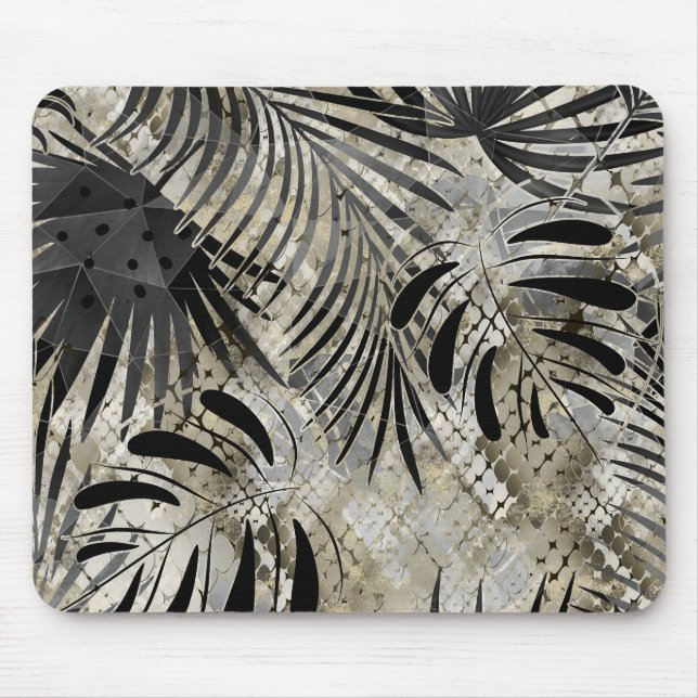 Mousepad Tropical, Botânica, pele de cobra, folhas, palma, (Frente)