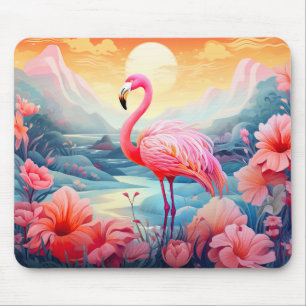 Mousepad Tropical Flamingo com Flores-76280