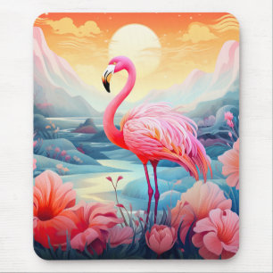 Mousepad Tropical Flamingo com Flores-76280