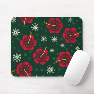 Mousepad Tropical Floral Hibiscus Snowflakes Natal  