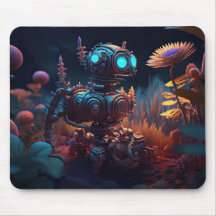 Tropical Flowers Dystopian Robot