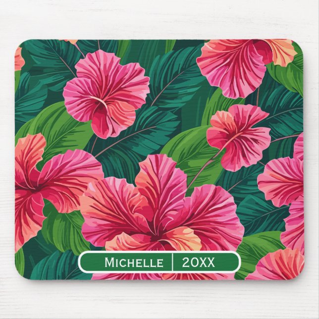 Mousepad Tropical Hawaii Hibiscus Palm Deixa Arte Moderna (Frente)