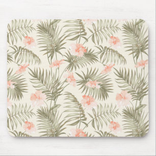 Mousepad Tropical Hisbiscus Palm Tree Pattern