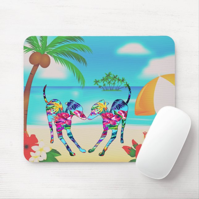 Mousepad Tropical Italian Greyhounds (Com mouse)