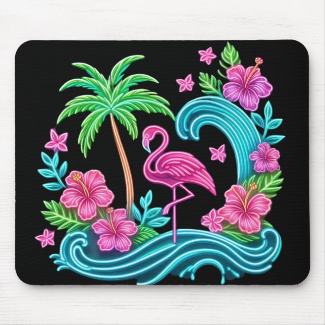 Mousepad Tropical Neon Flamingo (Frente)