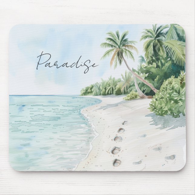 Mousepad Tropical Paradise Beach Palm Trees (Frente)