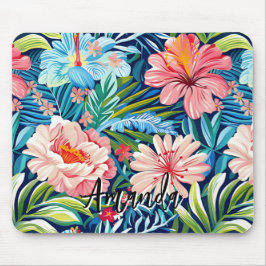 Mousepad Tropical Summer Flowers Pattern Pretty Floral