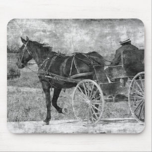 Mousepad Trote longe do cavalo de Amish a preto e branco