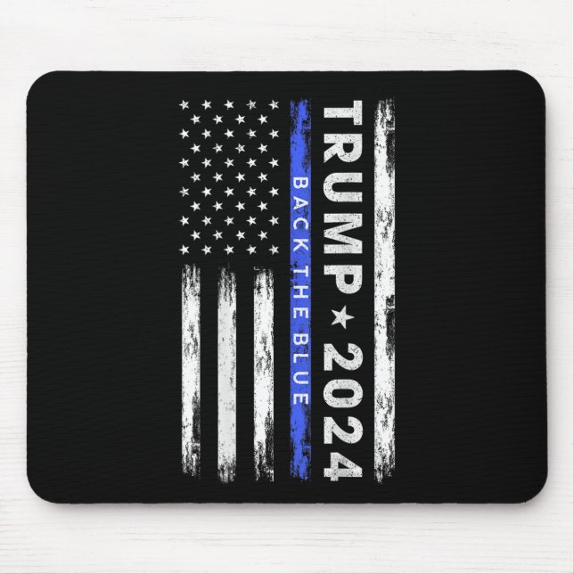 Mousepad Trump 2024 Back The Blue Thin Blue Line American (Frente)