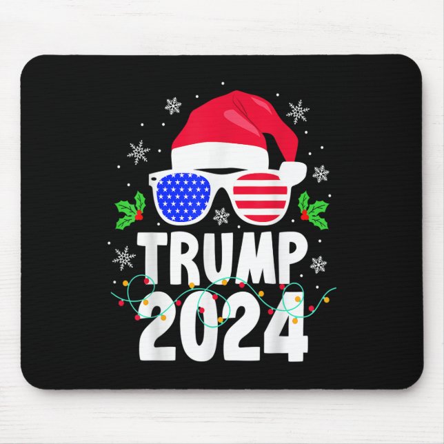 Mousepad Trump 2024 Santa Hat Xmas Luz de Natal Engraçado (Frente)