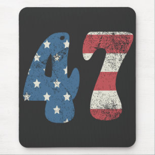 Mousepad Trump 2024 Vintage Patriotic American Flag 47