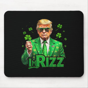 Mousepad Trump Eu Sou Rizz Dia de São Patrício Trevo Sortud