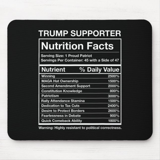 Mousepad Trump Supporter Mega 45 47 Rótulo Nutricional Engr (Frente)