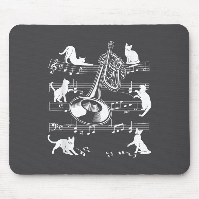 Mousepad Trumpeter Cats For Cat Loving Trumpet Player  (Frente)