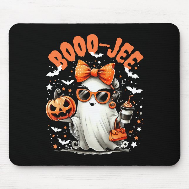 Mousepad Truque De Boo-jee Ou Trate O Fantasma Louco Jack O (Frente)