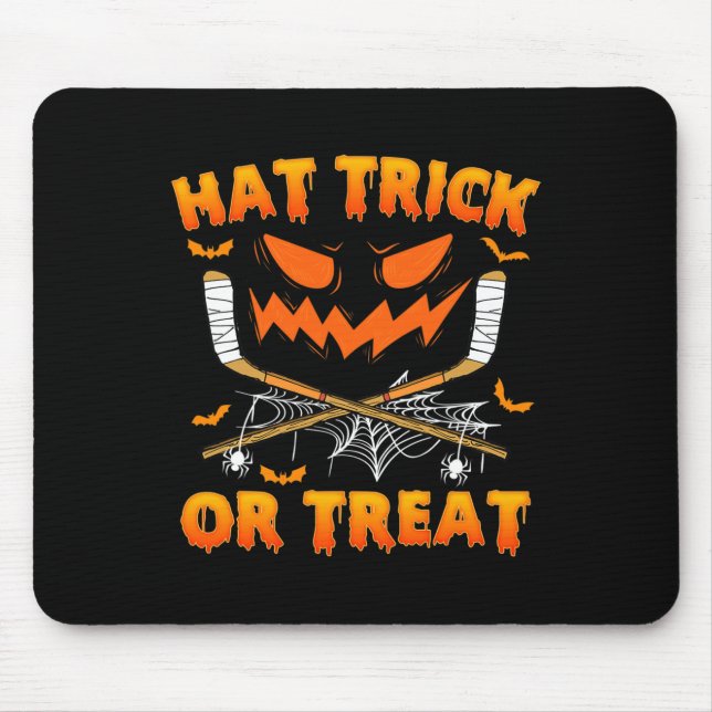 Mousepad Truque De Chapéu Ou Tratar Frio De Hóquei No Gelo  (Frente)