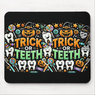 Mousepad Truque Ou Dente Engraçado Dentista Halloween Denta