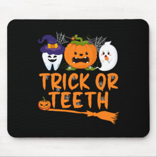 Mousepad Truque Ou Dente Engraçado Dentista Halloween Denta