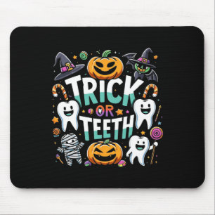 Mousepad Truque Ou Dente Engraçado Dentista Halloween Denta
