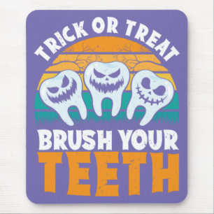 Mousepad Truque Ou Tratar Escove Seus Dentes Dentista Arran