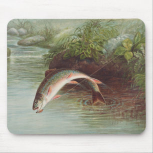 Mousepad Truta-de-riacho Saltitante por S.A. Kilbourne Peix