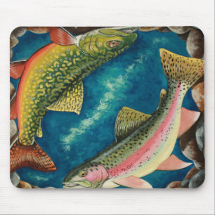 Mousepad Truta de ribeiro e truta de arco-íris
