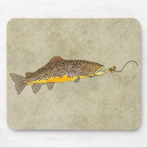 Mousepad Truta marrom de pesca com mosca