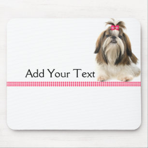 Mousepad Tsu de Shih com arco cor-de-rosa na beira