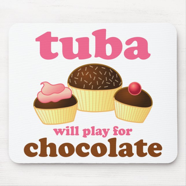 Mousepad Tuba engraçada do chocolate (Frente)