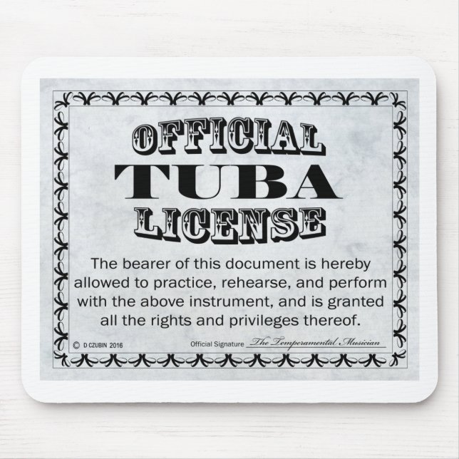 Mousepad Tuba License (Frente)