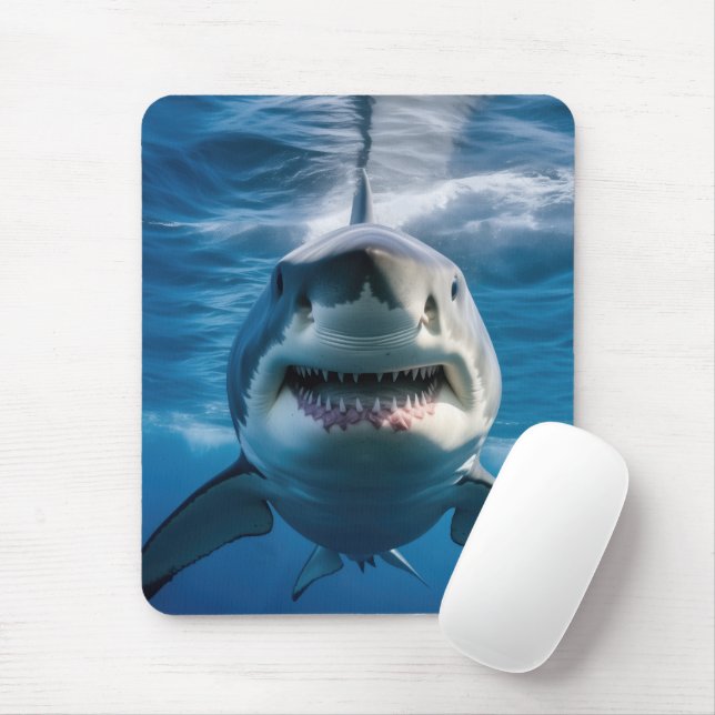 Mousepad Tubarão Branco (Com mouse)