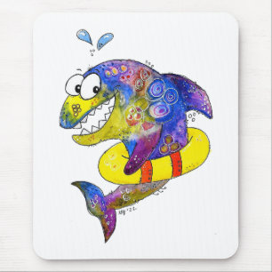 Mousepad Tubarão-branco-branco-corante no chão