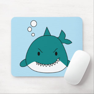 Mousepad Tubarão Branco e Azul Desenho Animado