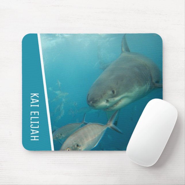 Mousepad Tubarão Branco excelente Com Oceano Pescado (Com mouse)