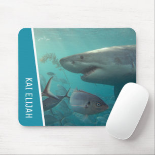Mousepad Tubarão Branco excelente Com Peixe Submarino Perso