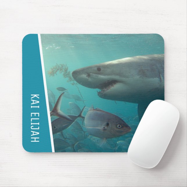 Mousepad Tubarão Branco excelente Com Peixe Submarino Perso (Com mouse)