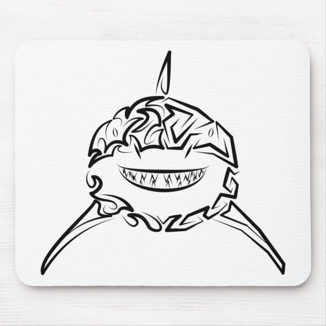 Mousepad Tubarão-branco-Excelente-tribal preto e branco (Frente)