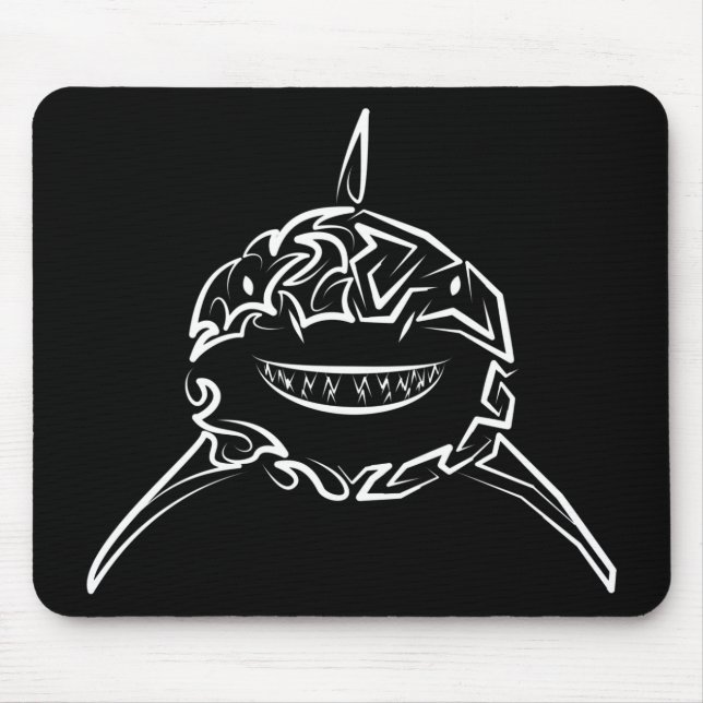 Mousepad Tubarão-branco-Excelente-tribal preto e branco (Frente)