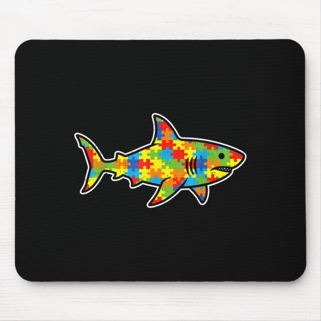 Mousepad Tubarão de Quebra-Cabeça Neurodiversidade Autismo  (Frente)