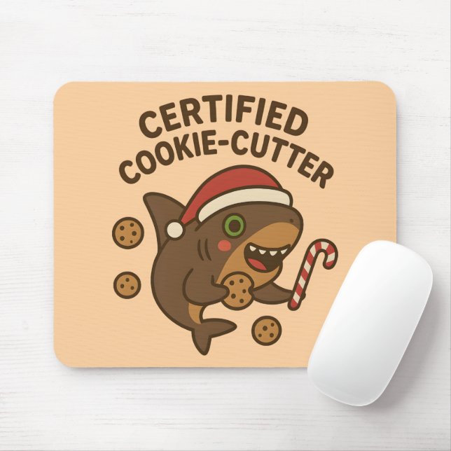 Mousepad Tubarão engraçado de Natal com piada Certificada C (Com mouse)