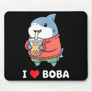 Mousepad Tubarão Kawaii Fofo Chá de Boba Tea Divertido Aman